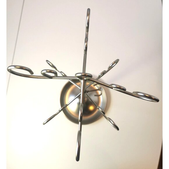 Silver-Tone Metal Jewelry Display Tree, 19″, Multi-Hook Organizer with Base Dish - Picture 5 of 8